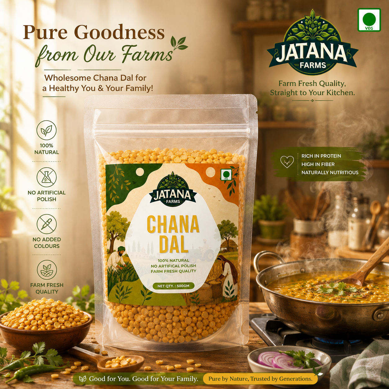 Chana Dal – 100% Natural, No Artificial Polish | 500g